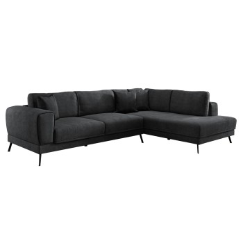 CORNER SOFABED (RIGHT) ZENORA FK3337.01R DARK GREY FABRIC 303x214x80Hcm