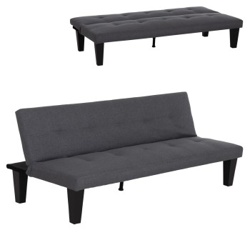SOFABED 2-SEATER KORO FK3304.01 GREY PU LEATHER 165x75x64Hcm.