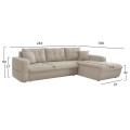 CORNER SOFABED RIGHT KANSO FK3338.03R BEIGE FABRIC 244x188x80Hcm.