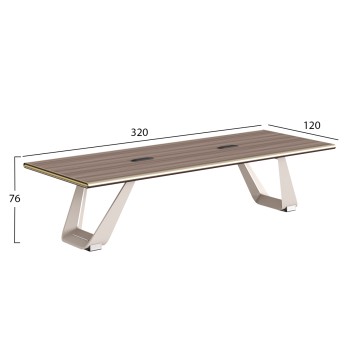 CONFERENCE TABLE SUPERON FK2144 MELAMINE IN NATURAL WOOD COLOR--METAL LEGS IN BEIGE 320x120x76H CONFERENCE TABLE SUPERON FK2144 MELAMINE IN NATURAL WOOD COLOR--METAL LEGS IN BEIGE 320x120x76H