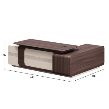 LEFT CORNER OFFICE DESK SERIES PRESIDENT FK2146L MELAMINE IN WALNUT-BEIGE 240x180x76Hcm LEFT CORNER OFFICE DESK SERIES PRESIDENT FK2146L MELAMINE IN WALNUT-BEIGE 240x180x76Hcm