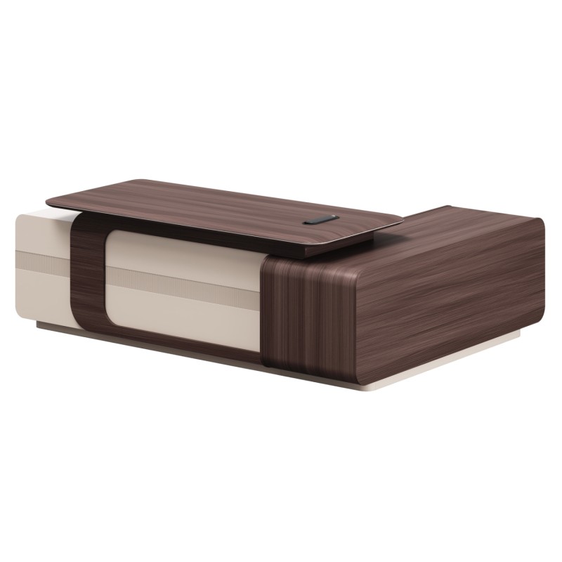 LEFT CORNER OFFICE DESK SERIES PRESIDENT FK2146L MELAMINE IN WALNUT-BEIGE 240x180x76Hcm LEFT CORNER OFFICE DESK SERIES PRESIDENT FK2146L MELAMINE IN WALNUT-BEIGE 240x180x76Hcm