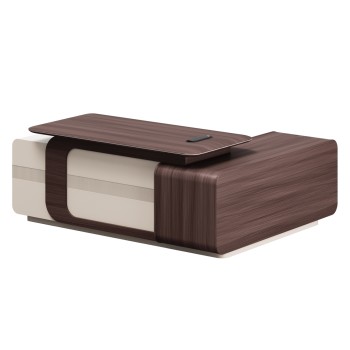 LEFT CORNER OFFICE DESK SERIES PRESIDENT FK2147L MELAMINE IN WALNUT-BEIGE 200x160x76Hcm