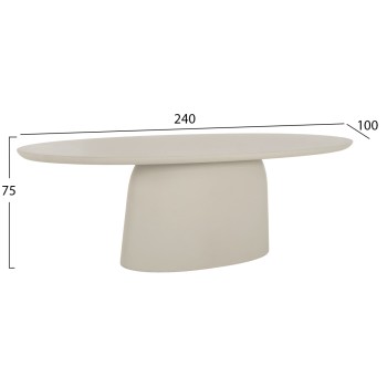 OVAL DINING TABLE BRECCAN FK6577.02 BEIGE FIBER CEMENT 240x100x75Hcm.
