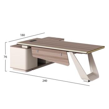 RIGHT CORNER OFFICE DESK SUPERON FK2139R MELAMINE IN NATURAL-BEIGE--METAL LEG 240x180x76Hcm.