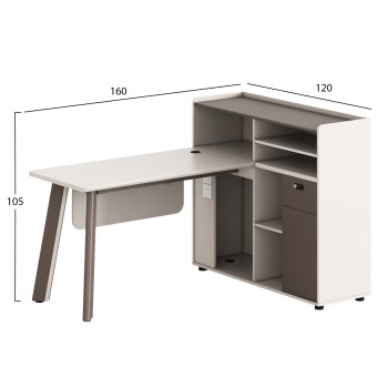 RIGHT CORNER OFFICE DESK NEWLINE FK18275R MELAMINE IN CREAM WHITE--ALUMINUM LEGS 160x120x105H
