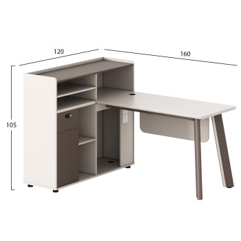 LEFT CORNER OFFICE DESK NEWLINE FK18275L MELAMINE IN CREAM WHITE--ALUMINUM LEGS 160x120x105H LEFT CORNER OFFICE DESK NEWLINE FK18275L MELAMINE IN CREAM WHITE--ALUMINUM LEGS 160x120x105H