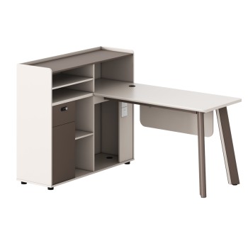 LEFT CORNER OFFICE DESK NEWLINE FK18275L MELAMINE IN CREAM WHITE--ALUMINUM LEGS 160x120x105H