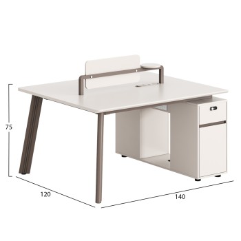 2-SEAT WORKSTATION DESK NEWLINE FK18276 MELAMINE IN CREAM WHITE--ALUMINUM LEGS 140x120x75Hcm. 2-SEAT WORKSTATION DESK NEWLINE FK18276 MELAMINE IN CREAM WHITE--ALUMINUM LEGS 140x120x75Hcm.