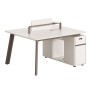 2-SEAT WORKSTATION DESK NEWLINE FK18276 MELAMINE IN CREAM WHITE--ALUMINUM LEGS 140x120x75Hcm.
