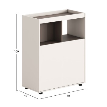 CABINET/BOOKCASE NEWLINE FK18284 MELAMINE IN CREAM WHITE-LIGHT BROWN 80x40x100Hcm.