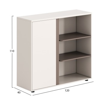 CABINET/BOOKCASE NEWLINE FK18282 MELAMINE IN WHITE & LIGHT BROWN 120x40x110Hcm.