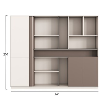 OFFICE BOOKCASE NEWLINE FK18279 MELAMINE IN CREAM WHITE & LIGHT BROWN 240x40x200Hcm. OFFICE BOOKCASE NEWLINE FK18279 MELAMINE IN CREAM WHITE & LIGHT BROWN 240x40x200Hcm.