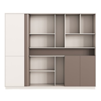 OFFICE BOOKCASE NEWLINE FK18279 MELAMINE IN CREAM WHITE & LIGHT BROWN 240x40x200Hcm.