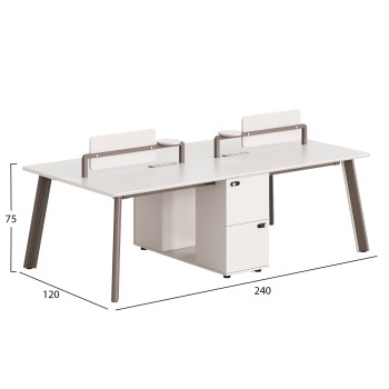 4-SEAT WORKSTATION DESK NEWLINE FK18277 MELAMINE IN CREAM WHITE--ALUMINUM LEGS 240x120x75Hcm. 4-SEAT WORKSTATION DESK NEWLINE FK18277 MELAMINE IN CREAM WHITE--ALUMINUM LEGS 240x120x75Hcm.