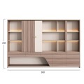 BOOKCASE SUPERON FK2141 MELAMINE IN BEIGE & NATURAL WOOD--LED LIGHTING 300x40x200Hcm. BOOKCASE SUPERON FK2141 MELAMINE IN BEIGE & NATURAL WOOD--LED LIGHTING 300x40x200Hcm.