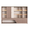 BOOKCASE SUPERON FK2141 MELAMINE IN BEIGE & NATURAL WOOD--LED LIGHTING 300x40x200Hcm. BOOKCASE SUPERON FK2141 MELAMINE IN BEIGE & NATURAL WOOD--LED LIGHTING 300x40x200Hcm.