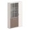BOOKCASE NEWLINE FK18280 MELAMINE IN WHITE & BROWN--GLASS 120x40x200Hcm.