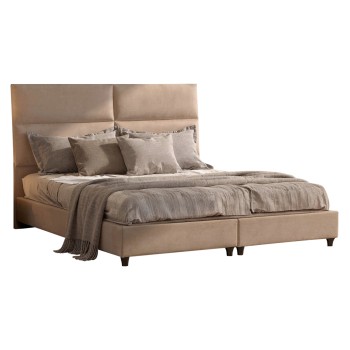 BED KING-SIZE MADE OF SAND BEIGE FABRIC MILO FK628.22 FOR MATTRESS 180x200cm.