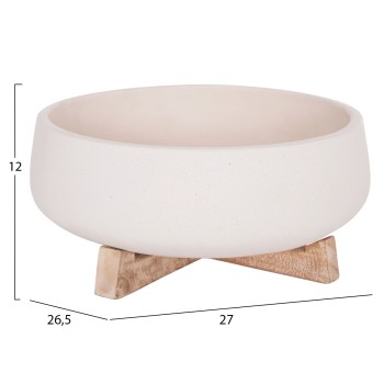 INDOOR POT FRELLO FK4674.02M FIBER CEMENT IN WHITE--TEAK STAND 27x26.5x12Hcm. INDOOR POT FRELLO FK4674.02M FIBER CEMENT IN WHITE--TEAK STAND 27x26.5x12Hcm.