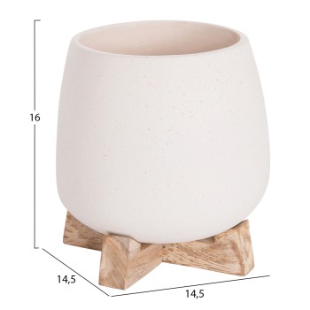 INDOOR POT FRELLO FK4674.02S FIBER CEMENT IN WHITE--TEAK STAND 14.5x14.5x16Hcm. INDOOR POT FRELLO FK4674.02S FIBER CEMENT IN WHITE--TEAK STAND 14.5x14.5x16Hcm.