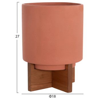 SET 3 POTS/VASES WITH TEAK BASES TANTI FK4685 FIBER CEMENT IN 3 COLORS SET 3 POTS/VASES WITH TEAK BASES TANTI FK4685 FIBER CEMENT IN 3 COLORS
