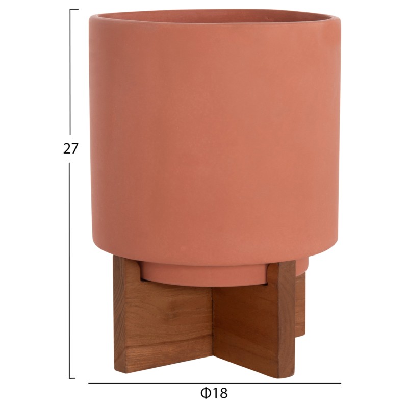 SET 3 POTS/VASES WITH TEAK BASES TANTI FK4685 FIBER CEMENT IN 3 COLORS SET 3 POTS/VASES WITH TEAK BASES TANTI FK4685 FIBER CEMENT IN 3 COLORS