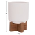 SET 3 POTS/VASES WITH TEAK BASES TANTI FK4685 FIBER CEMENT IN 3 COLORS SET 3 POTS/VASES WITH TEAK BASES TANTI FK4685 FIBER CEMENT IN 3 COLORS