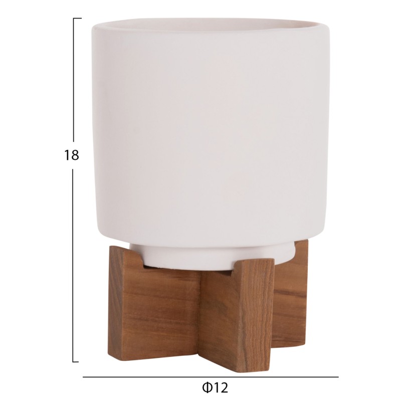 SET 3 POTS/VASES WITH TEAK BASES TANTI FK4685 FIBER CEMENT IN 3 COLORS SET 3 POTS/VASES WITH TEAK BASES TANTI FK4685 FIBER CEMENT IN 3 COLORS
