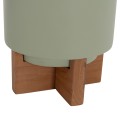 SET 3 POTS/VASES WITH TEAK BASES TANTI FK4685 FIBER CEMENT IN 3 COLORS SET 3 POTS/VASES WITH TEAK BASES TANTI FK4685 FIBER CEMENT IN 3 COLORS