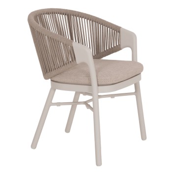 DINING CHAIR XANTION FK6472.02 CREAM WHITE ALUMINUM--ROPE-OLEFIN CUSHION IN LIGHT GREY 59x60x78Hcm.