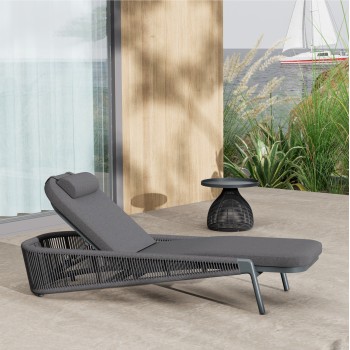 SUNBED XANTION FK6475.01 ALUMINUM-ROPE-OLEFIN FABRIC IN DARK GREY 75x210x92Hcm. SUNBED XANTION FK6475.01 ALUMINUM-ROPE-OLEFIN FABRIC IN DARK GREY 75x210x92Hcm.