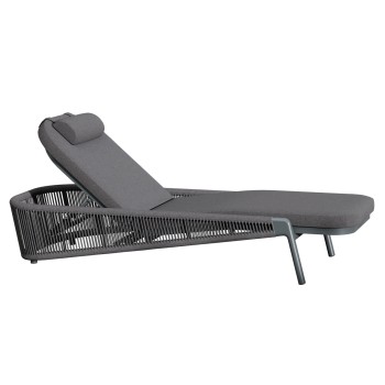 SUNBED XANTION FK6475.01 ALUMINUM-ROPE-OLEFIN FABRIC IN DARK GREY 75x210x92Hcm.
