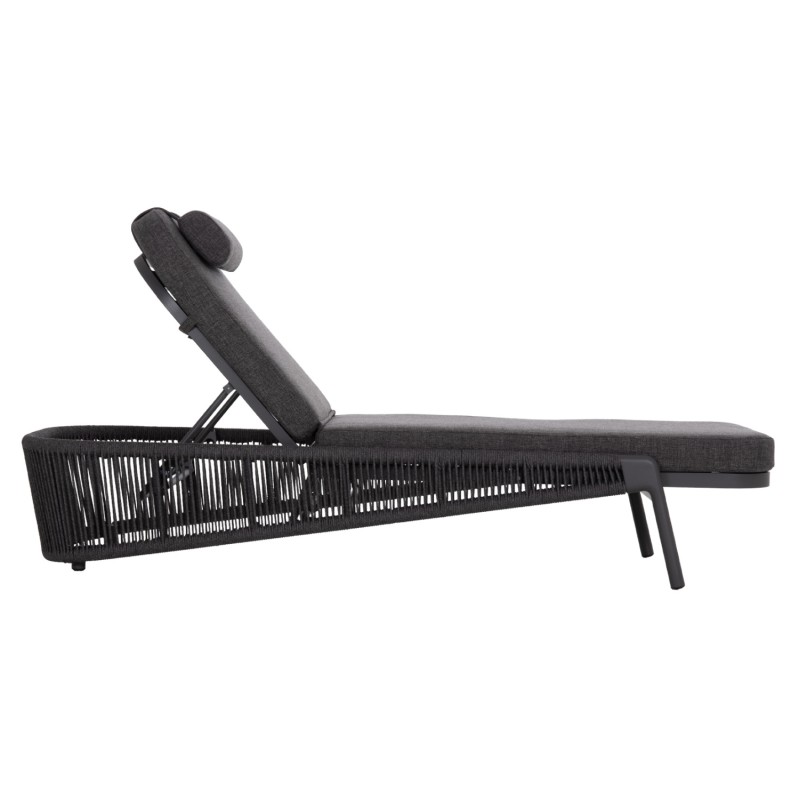 SUNBED XANTION FK6475.01 ALUMINUM-ROPE-OLEFIN FABRIC IN DARK GREY 75x210x92Hcm. SUNBED XANTION FK6475.01 ALUMINUM-ROPE-OLEFIN FABRIC IN DARK GREY 75x210x92Hcm.