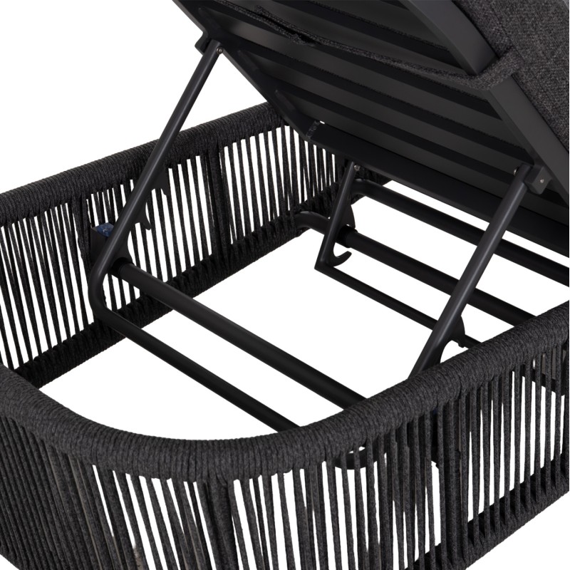 SUNBED XANTION FK6475.01 ALUMINUM-ROPE-OLEFIN FABRIC IN DARK GREY 75x210x92Hcm. SUNBED XANTION FK6475.01 ALUMINUM-ROPE-OLEFIN FABRIC IN DARK GREY 75x210x92Hcm.