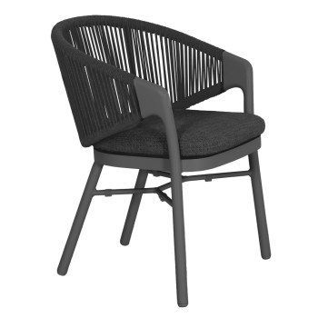 DINING CHAIR XANTION ΗΜ6472.01 GREY ALUMINUM-ROPE-OLEFIN CUSHION 59x60x78Hcm.