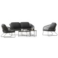OUTDOOR LOUNGE SET 5PCS VERMONT FK6504.01 METAL-ROPE-GLASS--GREY COLOR OUTDOOR LOUNGE SET 5PCS VERMONT FK6504.01 METAL-ROPE-GLASS--GREY COLOR