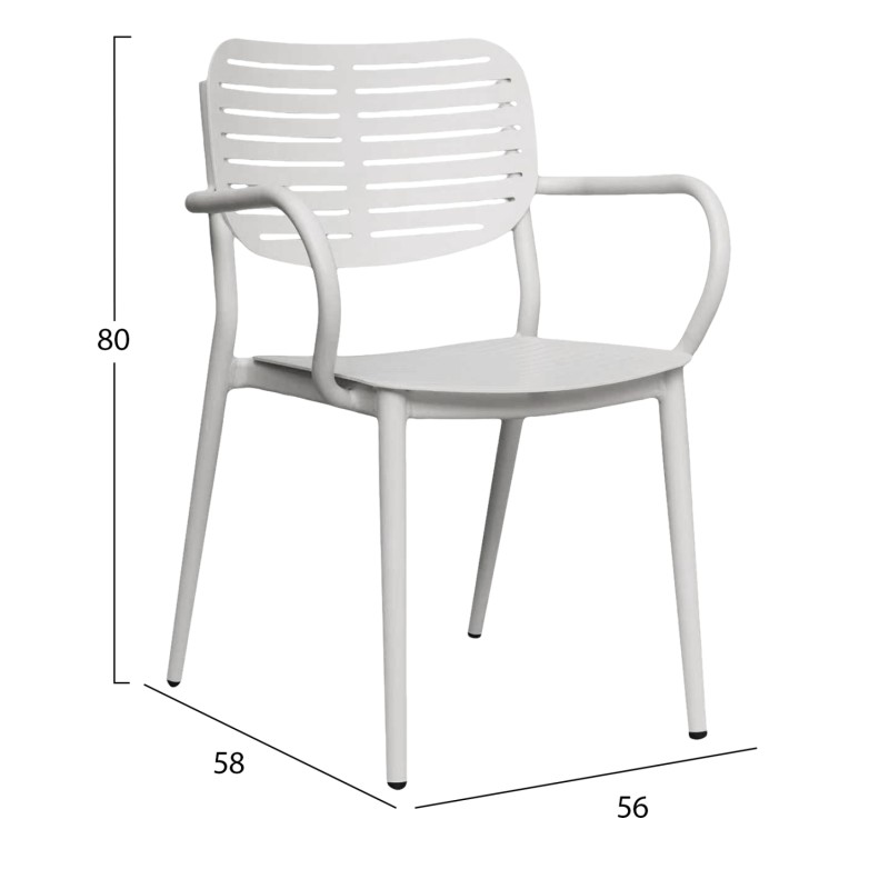 DINING CHAIR HILLIARD FK6644.02 ALUMINUM IN WHITE COLOR 58x52x78Hcm. DINING CHAIR HILLIARD FK6644.02 ALUMINUM IN WHITE COLOR 58x52x78Hcm.