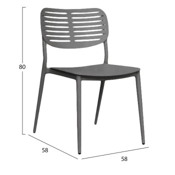 DINING CHAIR HILLIARD FK6645.01 ALUMINUM IN CHARCOAL COLOR 46x54x78Hcm