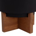 SET 3 POTS/VASES WITH TEAK BASES TANTI FK4685.01 FIBER CEMENT IN BLACK