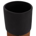 SET 3 POTS/VASES WITH TEAK BASES TANTI FK4685.01 FIBER CEMENT IN BLACK