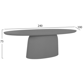 OVAL DINING TABLE BRECCAN FK6577.01 GREY FIBER CEMENT 240x100x75Hcm.