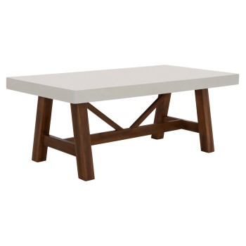 DINING TABLE MAEVE FK6575.02 BEIGE FIBER CEMENT TOP--ACACIA WOOD LEGS 200x100x75Hcm