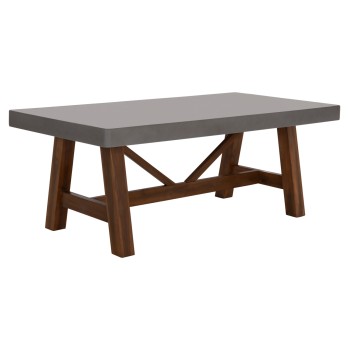 DINING TABLE MAEVE FK6596.01 GREY FIBER CEMENT TOP--ACACIA WOOD LEGS 160x90x75Hcm.