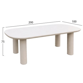 DINING TABLE KIORA FK6597.02 BEIGE FIBER CEMENT 200x100x75Hcm.
