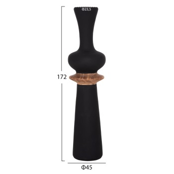 DECORATIVE FLOOR VASE NEBULA FK4660.01L FIBER CEMENT IN BLACK--TEAK WOOD Φ45x172Hcm.