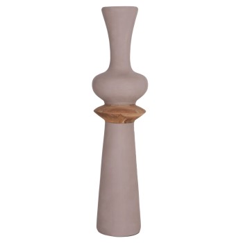 DECORATIVE FLOOR VASE NEBULA FK4660.05L FIBER CEMENT IN TAUPE--TEAK WOOD Φ45x172Hcm.