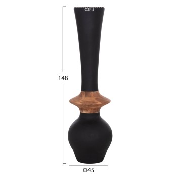 DECORATIVE FLOOR VASE NEBULA FK4660.01M FIBER CEMENT IN BLACK--TEAK WOOD Φ45x148Hcm.