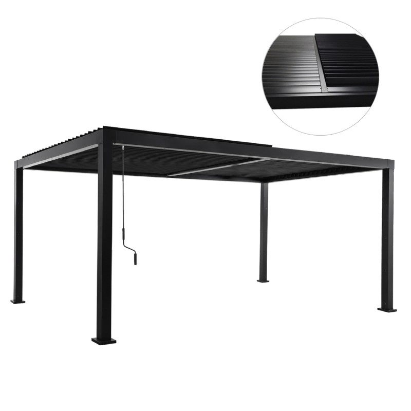 BIOCLIMATIC ALUMINUM PERGOLA PREMIUM FRANIO FK6610.01 BLACK 300x400x240Hcm. BIOCLIMATIC ALUMINUM PERGOLA PREMIUM FRANIO FK6610.01 BLACK 300x400x240Hcm.