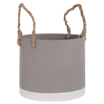 INDOOR PLANTER/POT SERIES TRYLL FK4690S FIBER CEMENT IN GREY & ROPE Φ23x20Hcm.